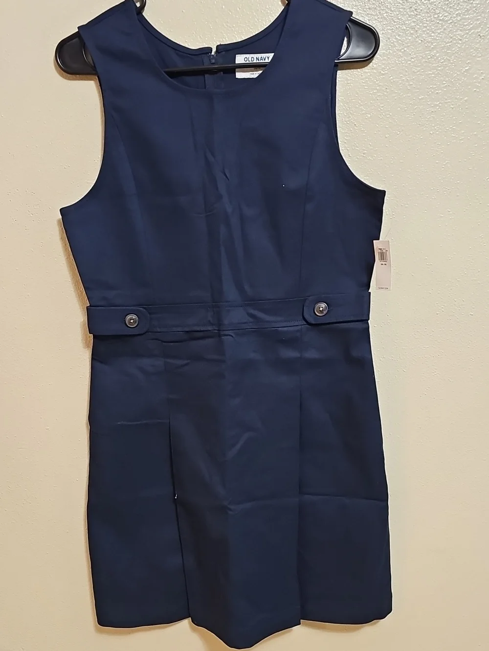 Old Navy Navy Sleeveless School Jumper with Button Waist Tabs